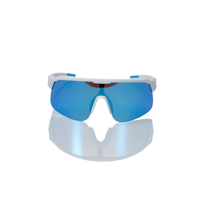 Sunglasses, White Frame, Blue Lens