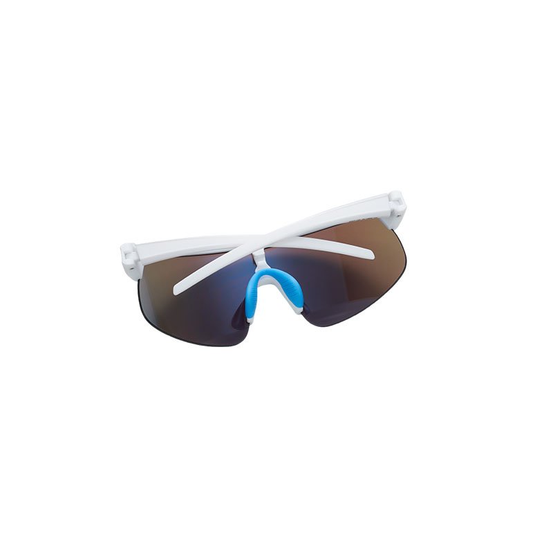 Sunglasses, White Frame, Blue Lens