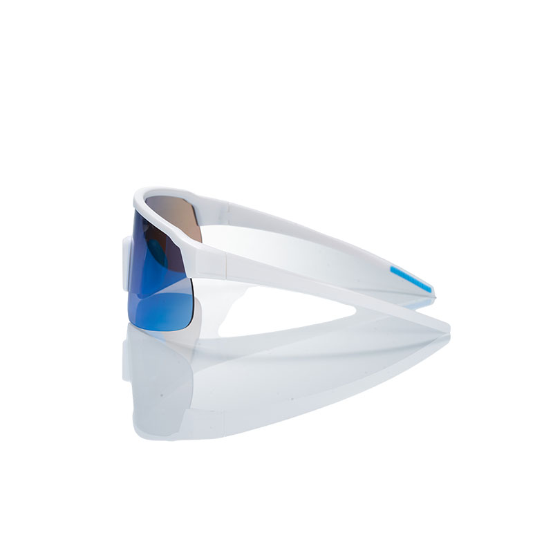 Sunglasses, White Frame, Blue Lens